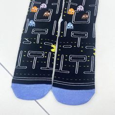 Sock Size 9-11 (Adult Medium) Adults and Teens! Old school video game fanatic socks. Great fun and a wonderful conversation starter. 85% Peruvian Cotton, 10% Nylon, 5% Spandex Attention getting design - Guaranteed to start a conversation Up your Sock Game with these fun socks! Unisex High quality fabric that will not rip or tear - Very Comfortable Best if washed in cold water With your purchase, the Sock Panda donates socks to someone in need. Thank you! School Video, Fun Socks, School Videos, Sock Game, Comfortable Socks, Funny Happy, Sock Gifts, Cool Socks, Crew Socks