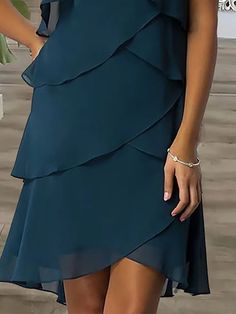 Women‘s Work Dress Wedding Guest Chiffon Dress Semi Formal Dress Fashi – Pbong Elegant Sleeveless Chiffon Dress With Ruffles, Blue Sleeveless Chiffon Dress With Ruffles, Elegant Blue Ruffled Sleeveless Dress, Elegant Blue Sleeveless Dress With Ruffles, Dress Semi Formal, Dress Wedding Guest, Semi Formal Dress, Midi Dress Style, Semi Formal Dresses