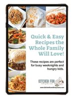 the cover of quick and easy recipes for whole family meals, including meats and vegetables