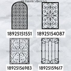 wrought iron doors and windows with numbers for different types of fences, gates and window frames