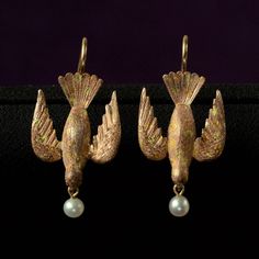 1890s Victorian Dove Earrings Bijoux Art Nouveau, Ancient Jewelry, Pretty Jewellery, Piercing Jewelry