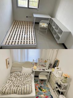 there are two pictures of the same room in this house, and one is empty