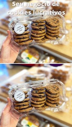 there are two pictures of cookies in the package