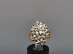 Vintage Estate Diamond Cluster Ring, 14k Yellow Gold 1.96ct. T.w. Color IJ Clarity I, I2 Diamond Ring With Appraisal Size 4 Item w#2711 Luxury Diamond Cluster Ring With Vs Clarity, Diamond Cluster Ring Vintage, Timeless White Cluster Diamond Ring, White Cluster Ring With 17 Jewels, White Cluster Diamond Ring For Formal Occasions, White Classic Cluster Diamond Ring, Classic White Diamond Cluster Ring, Diamond Cluster Ring With Vs Clarity, Classic White Cluster Diamond Ring