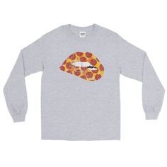 Pepperoni Biting Lip Long Sleeve Shirt | Pepperoni Biting Lip T-Shirt | Pepperoni Shirt | Pizza T Shirt | Pizza Lover Shirt | Pizza Lovers T-Shirt | Pizza Lover Gift | Funny Food Shirt | Funny Foodie Shirt | Gifts For Pizza Lovers | Pizza Tee | Pizza Shirt | Biting Lip Shirt A good long-sleeved shirt is a fashion must-have. Add this wardrobe essential to your collection, and have a great to-go option for a casual look, or a relaxed business outfit. * 100% cotton * Sport Grey is 90% cotton, 10% p Funny Print Long Sleeve Shirt With Relaxed Fit, Funny Print Long Sleeve Relaxed Shirt, Relaxed Fit Long Sleeve Shirt With Funny Print, Biting Lip, Pizza Tee, Pizza Tshirt, Lips Shirt, Pizza Shirt, Food Shirt