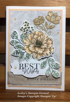 a card with a flower on it and the words best wishes