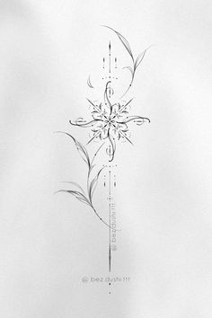 a drawing of a cross with flowers on it