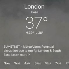 the london haze alert is displayed on an iphone