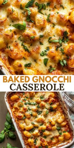 baked gnocchini casserole with basil and cheese