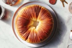 a bundt cake sitting on top of a white plate