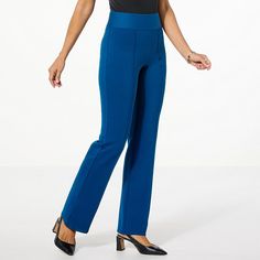 Colleen Lopez MVP Ponte Flare Leg Pant For classic style and a flattering bootcut silhouette, this ponte knit pant from Colleen Lopez has you covered for any kind of occasion, any time of year. Pull-on Straight Leg Elastane Pants, Flare Leg Pants, Knit Pants, Black Pants, Fashion Clothes Women, Classic Style, Pants For Women, Clothes For Women, Pants