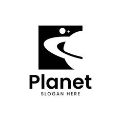 a black and white logo with the name planet