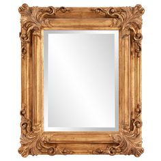 an ornate gold framed mirror on a white background