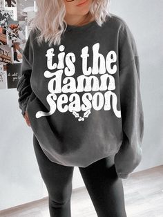 Tis the Damn Season Sweatshirt Comfort Colors® Christmas Crewneck Taylor Fan Gifts Xmas Presents Taylor Fan Gifts Oversized Christmas Hoodie Holiday Sweatshirt Cozy Winter Sweater Oversized Sweatshirt  Shop all The June Kind - https://www.etsy.com/ca/shop/TheJuneKind? ---------- Please read before placing your order -------------- 1. This apparel is GENDER NEUTRAL / UNISEX. The relaxed fit is flattering for all bodies. 2. Refer SIZE CHART for measurements. Size up for oversized looks. 3. PRODUCT Affordable Holiday Winter Sweatshirt, Cheap Playful Winter Sweatshirt, Cheap Oversized Winter Sweatshirt, Vinyl Sweatshirt Ideas, Winter Sweaters Oversized, Tis The Damn Season, Christmas Crewneck, Christmas Hoodie, Winter Pullover