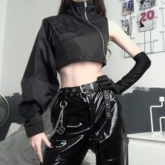 Gothic Baggy Crop Jacket - Vedlit Techwear Jacket, Fest Outfits, Mode Inspo, Edgy Outfits, Character Outfits, Crop Jacket, Gothic Fashion, Aesthetic Clothes, Pretty Outfits