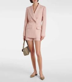 Gucci Double-breasted Wool And Mohair Blazer - Pink | Editorialist Chic Gucci Notch Lapel Blazer, Gucci Double-breasted Workwear Blazer, Chic Gucci Blazer With Notch Lapel, Gucci Tailored Wool Blazer, Gucci Double-breasted Blazer For Work, Gucci Luxury Wool Blazer, Elegant Gucci Double-breasted Blazer, Tailored Gucci Wool Blazer, Tailored Wool Gucci Blazer