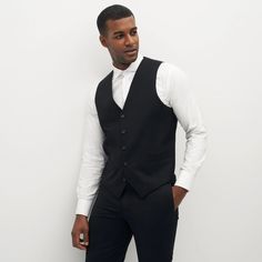 Black Vest Men, Black Suit For Men, Men's Black Suit, Classic Black Suit, Vest Outfits Men, Male References, Waistcoat Outfit, Black Suit Vest