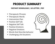 an image of a person's head with the words product sumary