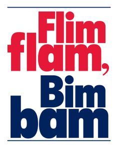 the words film, bim, and baam are in red white and blue