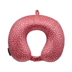 a pink and white polka dot print neck pillow