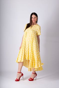 Polka Dot Maxi Dress Plus Size Maxi Dress Summer, Polka Dot Maxi Dress, Winter Coat Dress, Casual Basics, Polka Dot Maxi Dresses, Yellow Polka Dot, Summer Linen, Plus Size Maxi, Summer Maxi