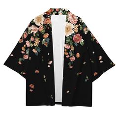 Step into a world of timeless elegance with our Blossom Japanese Kimono Shirt. Inspired by the delicate beauty of blossoms, this shirt captures the essence of traditional Japanese fashion fused with modern style. Crafted with utmost care and attention to detail, our Blossom Japanese Kimono Shirt showcases an exquisite blossom print, symbolising renewal and the ephemeral nature of life. The soft and lightweight fabric drapes gracefully, providing both comfort and effortless style. *The product ru Printed Kimono Jacket, Gilet Kimono, Moda Kimono, Black Floral Kimono, Floral Kimono Cardigan, Flower Kimono, Kimono Outerwear, Kimono Floral, Kimono Shirt