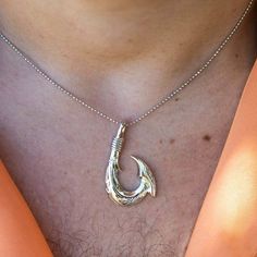 Engraved Fishhook Pendant Pendant Island by Koa Nani Fish Hook Jewelry, Fish Hook Necklace, Hook Necklace, Deep Love, Love And Respect, Hand Engraving, Fish Hook, Sterling Silver Pendant, Good Luck