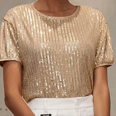 Women's Gold Sequined Blouse New In Boutique Sequined Blouse, Top Indian, Gold Top, Boutique Tops, Dream Board, Free Spirit, Top Blouse, Blouses, Womens Tops