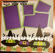 a scrapbook page with halloween pictures on it