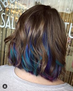 Reddit - FancyFollicles - Ventured outside my comfort zone and got galaxy hair. I love it so much! Thinking about an oil slick next time I play. Hidden Hair Color, Peekaboo Hair Colors, Underlights Hair, Galaxy Hair, Hair Color Underneath, Hair Color Streaks, Hair Streaks