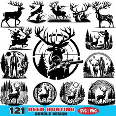 deer hunting silhouettes and icons