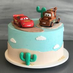 Cars Cake Design, Cars Theme Cake, 2nd Birthday Party For Boys, Car Birthday Theme, 3rd Birthday Cakes, Gender Reveal Cake