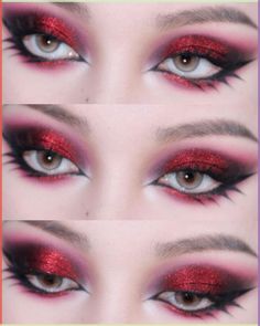 Maquillage Goth, Goth Makeup Tutorial, Goth Eye Makeup, Red Eye Makeup, Cute Eye Makeup, Alternative Makeup, Being Creative, Eye Makeup Designs