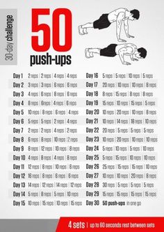 the 50 push ups workout poster is shown