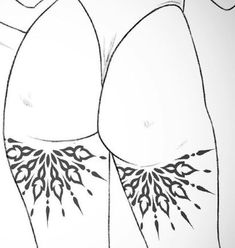 a drawing of two women's butts with flowers on the bottom and sides