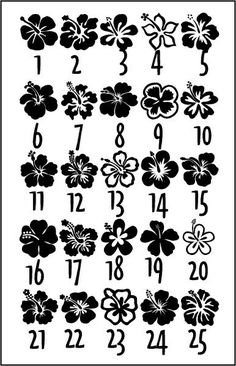 the numbers and flowers are black on white