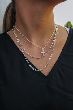 This Silver 3 Layered Cross Necklace will have you looking super fly! Get your religious street style on today with this swingin' statement piece! Show off your style and faith with this awesome necklace that won't have you feeling crossed-up about your look. Trendy Cross Necklace With Adjustable Chain, Trendy Cross Chain Necklace, Layered Cross Necklace, Super Fly, Silver Necklaces Women, Oval Face, Hot Jewelry, Oval Faces, Pretty Jewellery