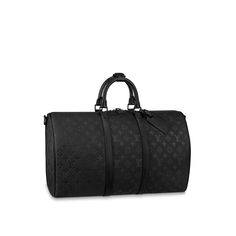 LOUIS VUITTON® - Keepall Bandoulière 50 - Black Mens Suitcase, Louis Vuitton Travel Bags, Louis Vuitton Travel, Leather Duffel Bag, Leather Duffel, Louis Vuitton Keepall, Louis Vuitton Official, Monogrammed Leather, Branded Bags