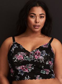 Sexy and stretchy, this seductive bralette doubles as a crop top. Let it peek out from tees and tanks; great for layering or as laid-back lingerie. Matching style(s): Search 11220230. Sheer lace fabric. Wireless cups. Adjustable straps. Pair with Torrid bra for optimal support and lift. CONTENT + CARE: Nylon/spandex. Wash cold; dry flat. Imported plus size bra. SIZE + FIT: Model is wearing size 1 with Torrid Strapless bra. The best plus size women's unlined lace crop bralette bras in soft rose p Push Up Strapless Bra, Outfits 2017, Perfect Bra, Plus Size Bra, Fashion Attire, Matches Fashion, Strapless Bra, Sheer Fabrics, Plus Size Lingerie