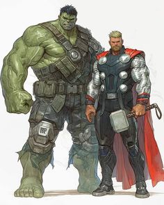 the hulk and thor are standing next to each other