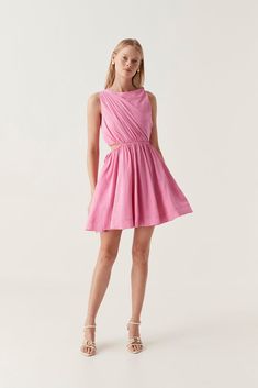 Summer Cocktail Dress With Cut-out Waist, Chic Ruched Dress With Cut-out Waist, Spring Cocktail Mini Dress With Cut-out Waist, Spring Cocktail Midi Dress With Cut-out Waist, Spring Mini Dress With Cut-out Waist For Date Night, Cocktail Mini Dress With Pleated Waist, Summer Cocktail Mini Dress With Pleated Waist, Ruched Summer Dress With Cut-out Waist, Summer Mini Dress With Pleated Waist