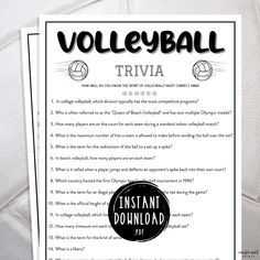 volleyball trivia printable activity sheet for students to practice trivias and how do they use it?