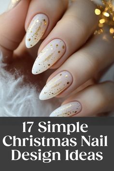 Explore the chic and festive world of simple Christmas nail designs. From classic red and green to elegant snowflakes and glittery accents, these simple Christmas nail ideas will add a touch of holiday cheer to your look. Whether you're a DIY enthusiast or heading to the salon, achieve the perfect seasonal manicure with these gorgeous designs. Elevate your style this holiday season with simple Christmas nails that are easy to recreate yet stunning in their simplicity. White Gold Silver Nail Design, Christmas New Years Nails Almond, White Nails With Christmas Lights, Holiday Nails Metallic, Winter Nailart Xmas, Christmas Wedding Nails Bridesmaid, Minimalist Christmas Nails Acrylic, Christmas Gel Extension Nails, Nail Designs For New Years 2024