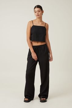 Haven Wide Leg Pant Spring Wide Leg Lounging Pants With Drawstring, Linen Wide Leg Pants With Drawstring For Loungewear, Cotton Wide Leg Pants With Tie Waist For Loungewear, Linen Bottoms With Elastic Waistband For Lounging, Relaxed Fit Linen Cropped Bottoms, Relaxed Fit Cropped Linen Bottoms, Versatile Summer Lounging Pants, Cropped Bottoms With Elastic Waistband For Loungewear, Versatile Cropped Bottoms For Loungewear