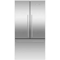 a stainless steel refrigerator freezer with two doors