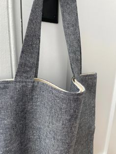 Blue Chambray Tote Bag Linen Tote Bag Gray Tote Dark Blue Bag - Etsy Gray Rectangular Cotton Shoulder Bag, Gray Cotton Shoulder Bag, Gray Cotton Rectangular Shoulder Bag, Rectangular Gray Cotton Shoulder Bag, Gray Cotton Tote Bag, Gray Cotton Canvas Tote Bag, Everyday Gray Cotton Canvas Bag, Gray Cotton Canvas Bag For Daily Use, Gray Cotton Bag For Everyday Use