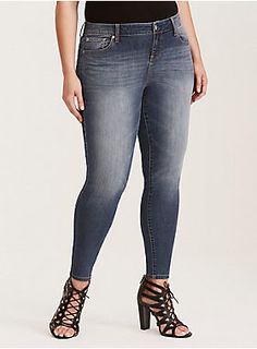 <div>We believe in miracles...or at least denim miracles, you sexy thing. This medium wash Ultra Skinny jean has a skinny-mini fit from thigh to ankle. The faded denim is premium stretch Lycra fabric, which combines super stretch with extra recovery. A higher rise single button closure lends a casual fit. </div><div><ul><li style="list-style-position: inside !important; list-style-type: disc !important">Higher-rise</li><li style="list-style-position: inside !important; list-style-type: ... Style List, Destructed Jeans, Wear Crop Top, Lycra Fabric, Striped Jeans, Faded Denim, Medium Wash Jeans, Best Jeans, List Style