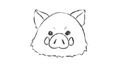 a drawing of a pig's face on a white background