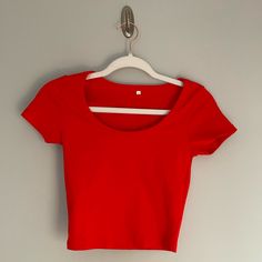 Target Women’s Red Tight Fit Short Sleeve Top. Brand New, Never Worn. Color May Appear Brighter In Photos. 92% Cotton. 8% Spandex. Made In China. Size Xs. Red Fitted Crop Top With Short Sleeves, Fitted Red Crop Top With Short Sleeves, Trendy Red Stretch Crop Top, Trendy Fitted Red Tops, Red Seamless Scoop Neck Top, Trendy Fitted Red Crop Top, Fitted Red Cotton Crop Top, Trendy Red Seamless Tops, Red Fitted Scoop Neck Top