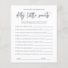 a white card with black writing that says, who knows the bride - to - be?